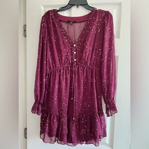 Burgundy dress with gold flecks